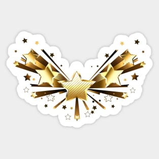 Sparkling Gold Five Stars Sticker